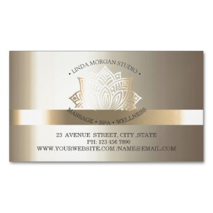 Professional Chic Gold Lotus Flower  Business Card Magnet