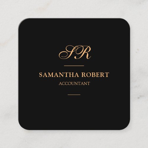Professional Chic Gold Monogrammed Typography Square Business Card