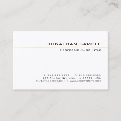 Professional Chic Gold Striped Simple Plain Luxury Business Card