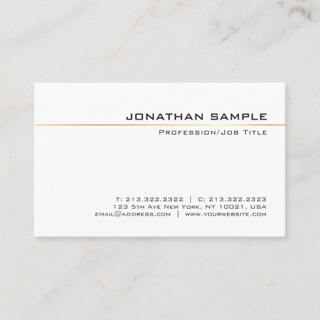 Professional Chic Gold Striped Simple Plain Luxury Business Card (Front)