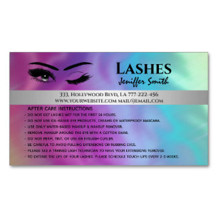 Professional chic holographic lashes after care business card magnet