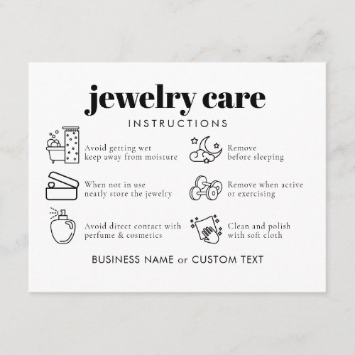 Professional Chic Jewelry Care Thank You Business  Enclosure Card