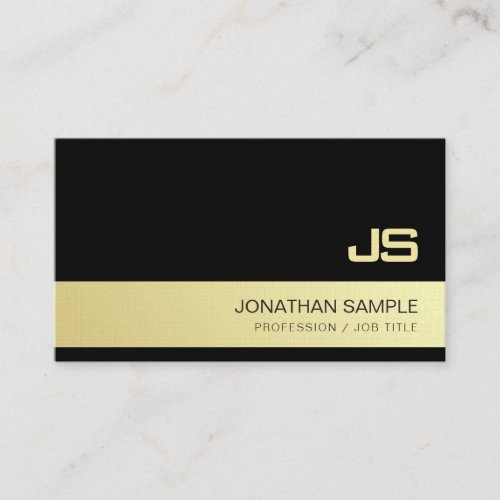 Professional Chic Monogram Black Gold Design Luxe Business Card
