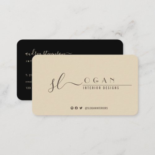 Professional Chic Signature Typography Monogram Business Card