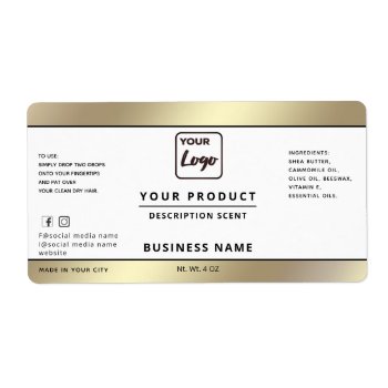 Professional Chic Simple Logo  Gold Product Label by Makidzona at Zazzle