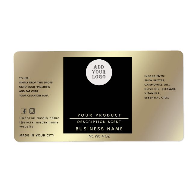 Professional chic simple logo  gold product label (Front)