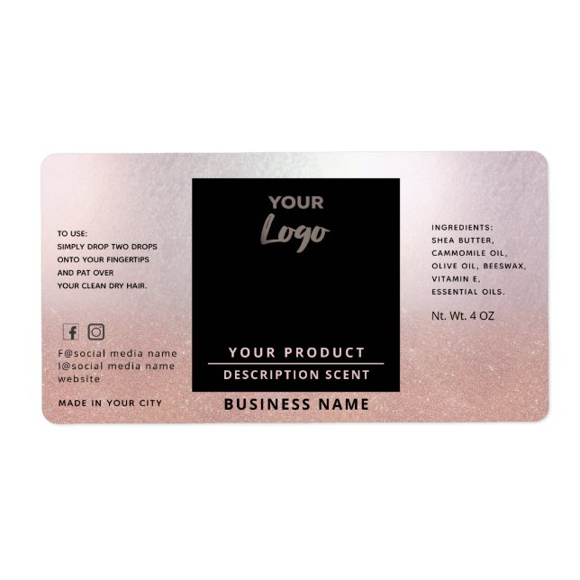 Professional chic simple logo rose gold product la label (Front)