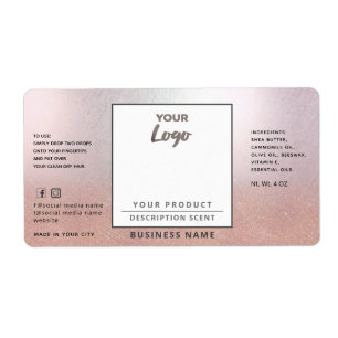 Professional chic simple logo rose gold product label