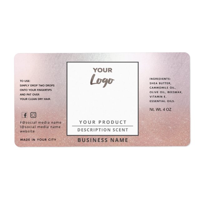 Professional chic simple logo rose gold product  label (Front)