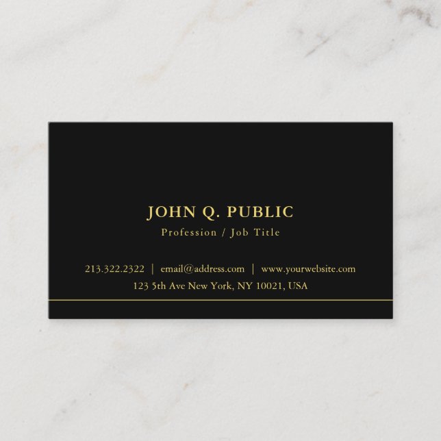 Professional Chic Simple Template Black And Gold Business Card (Front)