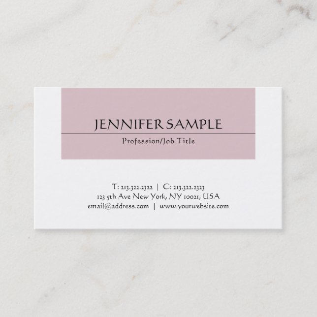 Professional Chic Sleek Design Modern Luxury Plain Business Card (Front)