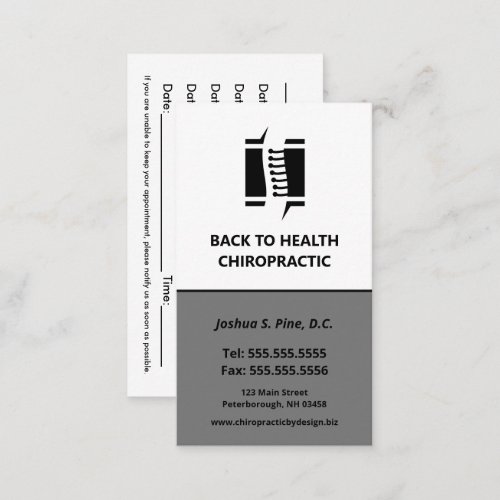 Professional Chiropractor Multiple Appointment Bus Business Card