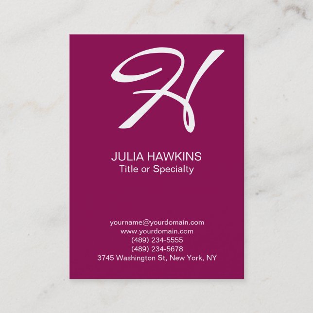 Professional chubby handwriting monogram business card (Front)