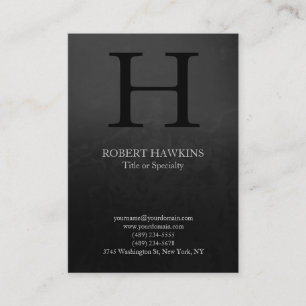Professional chubby modern gray black monogram business card