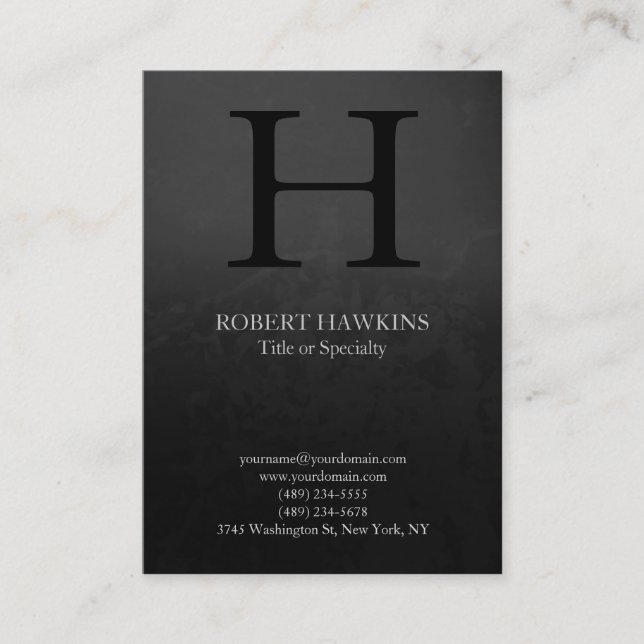 Professional chubby modern gray black monogram business card (Front)