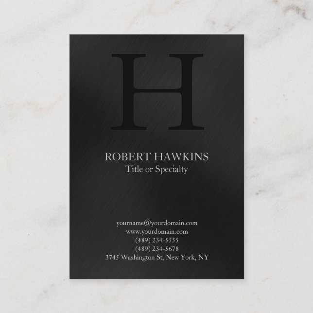Professional chubby modern gray monogram business card (Front)