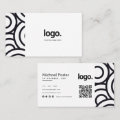 Professional Circle Black White Minimalist QR Code Business Card | Zazzle