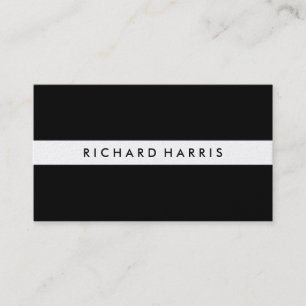 Professional Classic Black ~ Silver Metal Stripe Business Card