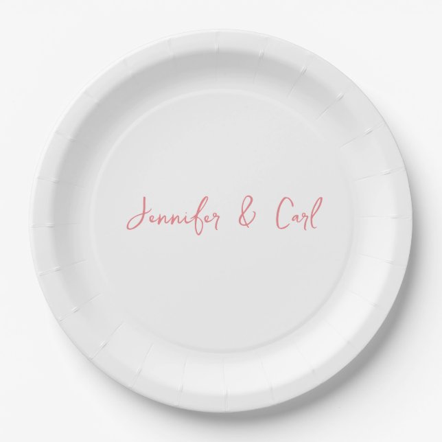 Professional Classic Calligraphy Minimalist Plain Paper Plates (Front)
