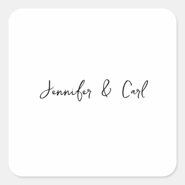 Professional Classic Calligraphy Minimalist Plain Square Sticker (Front)