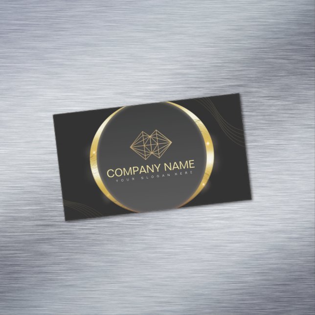  Professional Classic Elegant Black Gold  Business Card Magnet (In Situ)