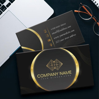 Professional Classic Elegant Black Gold Calling Card