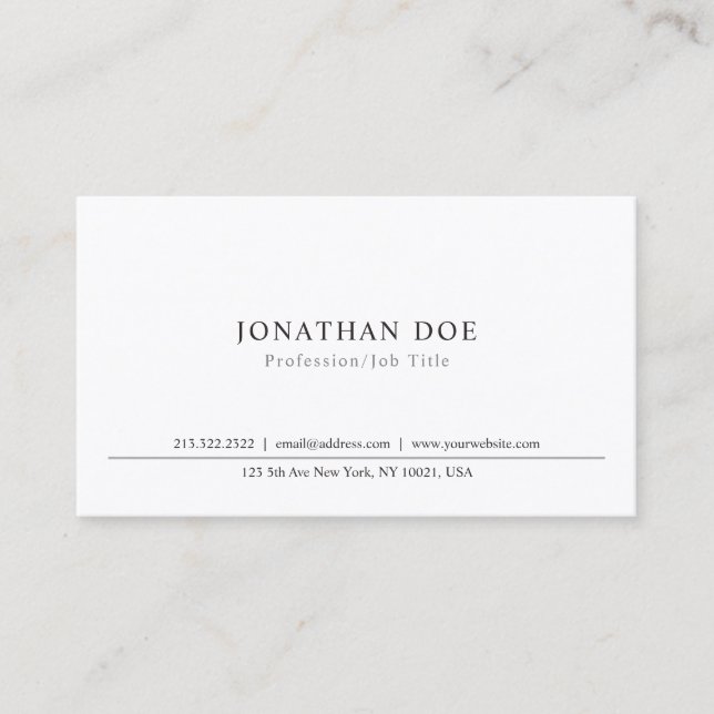 Professional Classic Elegant Minimalist Template Business Card (Front)