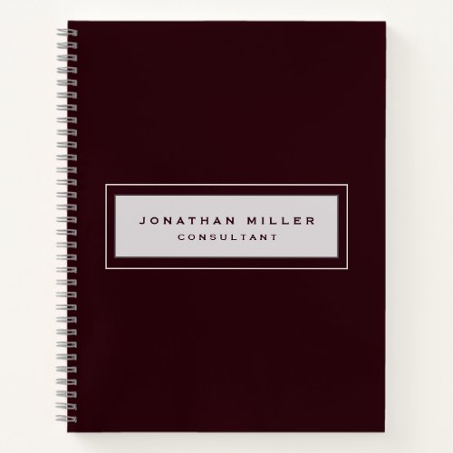 Professional Classic Framed Name  Title  Maroon Notebook