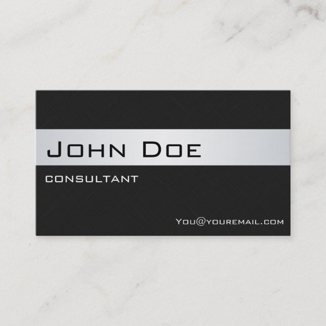 Professional Classic Modern Black and Silver Business Card (Front)