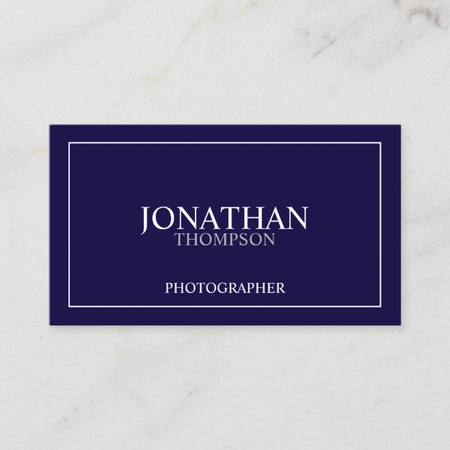 Professional Classic Navy Blue and White Business Card (Front)