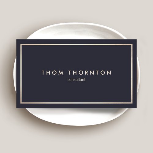 Professional Classic Navy Blue with Gold Border Business Card