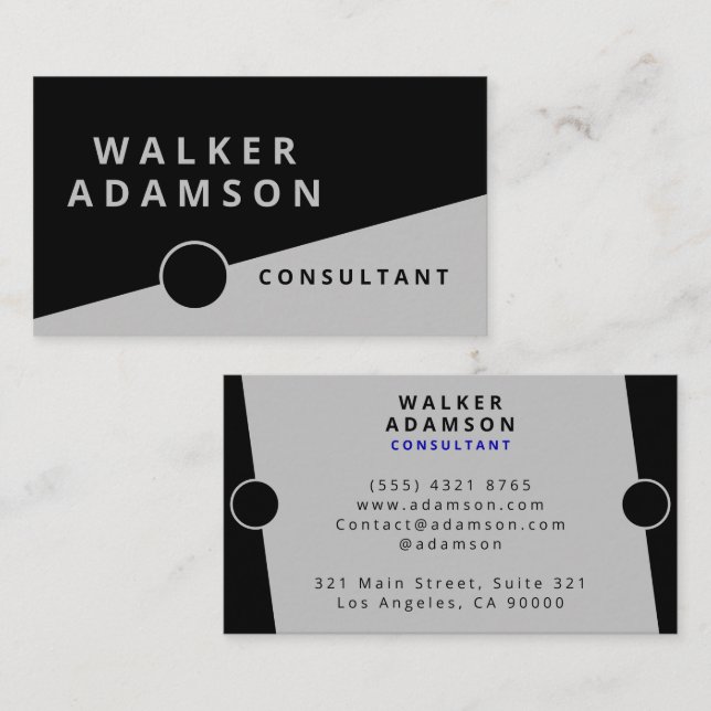 Professional Classic Silver & Black Business Card (Front/Back)