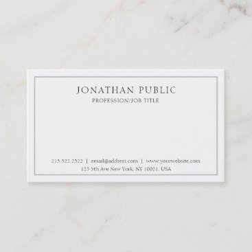 Professional Classic Simple Elegant White Grey Business Card