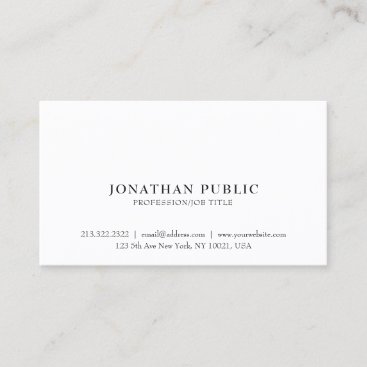 Professional Classic Sleek Elegant White Plain Business Card