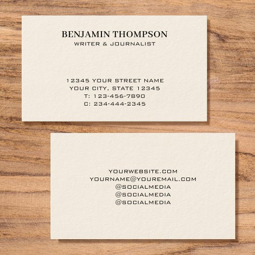 Professional Classic Style Cream Black Business Card
