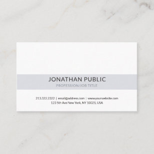 Professional Classic Stylish Grey White Simple Business Card