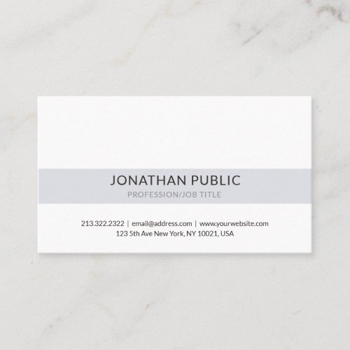Professional Classic Stylish Grey White Simple Business Card