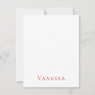 Professional classical font own name custom red note card