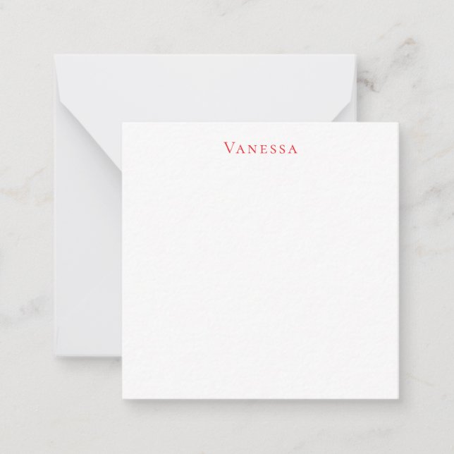 Professional classical font own name custom red note card (Front)