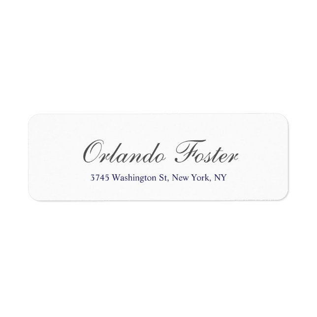 Professional Classical Grey Blue White Script Label (Front)