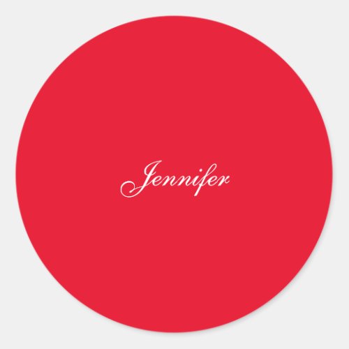 Professional classical handwriting name custom red classic round sticker