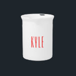 Professional classical handwriting name red white beverage pitcher<br><div class="desc">This template can be customized to meet all professional occupations.</div>