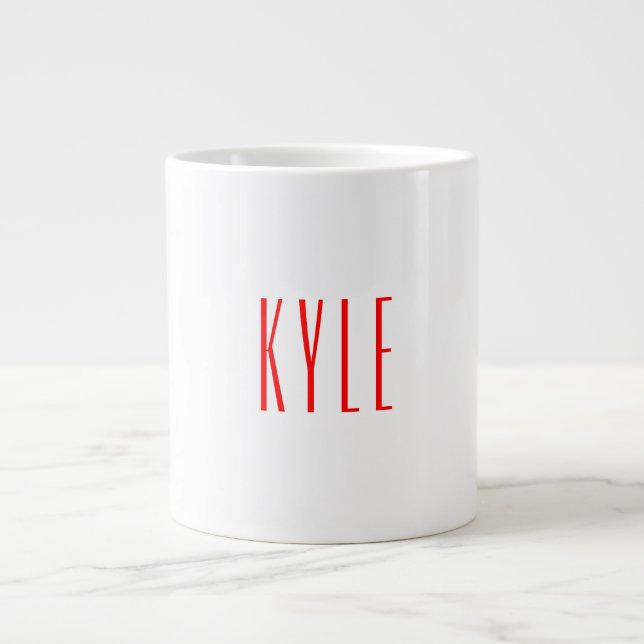 Professional classical handwriting name red white giant coffee mug (Front)