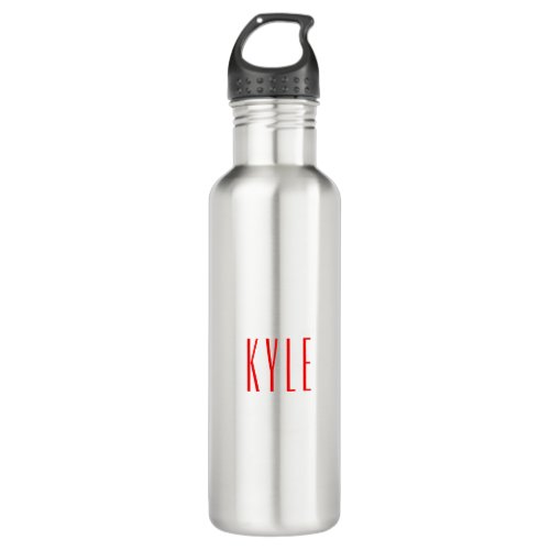 Professional classical handwriting name red white stainless steel water bottle