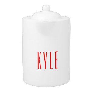 Professional classical handwriting name red white teapot