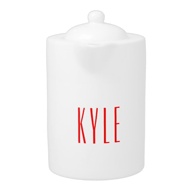 Professional classical handwriting name red white teapot (Front)