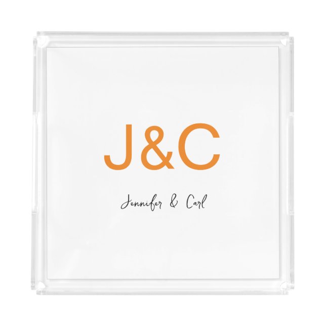 Professional Classical Monogram Minimalist Plain Acrylic Tray (Front)