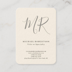 Professional Classical Monogram Minimalist Plain Business Card