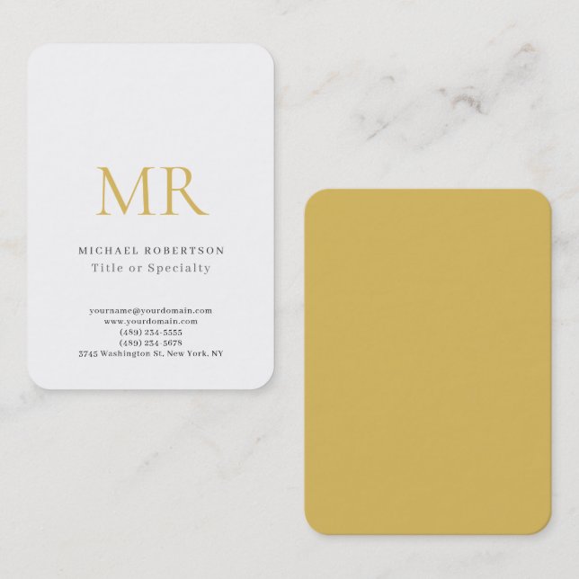 Professional Classical Monogram Minimalist Plain Business Card (Front/Back)