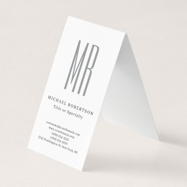 Professional Classical Monogram Minimalist Plain Business Card (Front)